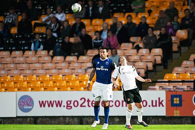 Port Vale 2 - 1 Rochdale<br />Anthony Elding wins the aerial battle