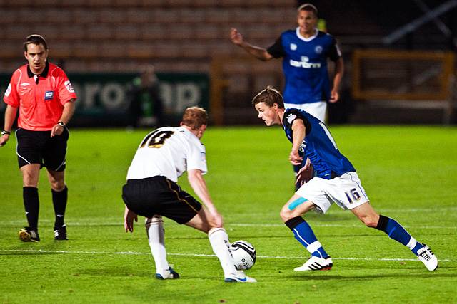 Port Vale 2 - 1 Rochdale<br />Andrew Tutte goes past Tommy Fraser