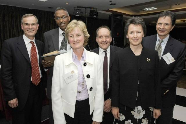 Justin McCracken, HPA Chief Executive, Dr. Sam Ghebrehewet, immunisation lead for Cheshire and Merseyside, Dr. Rosemary McCann, immunisation lead for Greater Manchester, Dr. Ken Lamden, immunisation lead for Cumbria and Lancashire, Kathy Chandler, the immunisation team’s Senior Surveillance Officer, and Dr. David Heymann, HPA Chief Executive