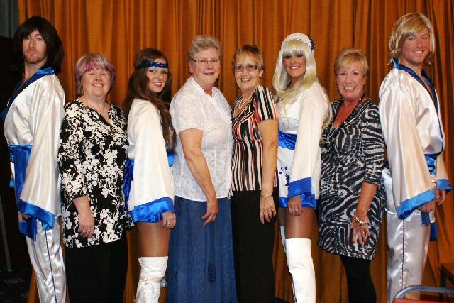 The Abbarettes and (left to right) Liz, Eleanor, Margaret and Lorraine - some of the Samaritan volunteers who helped to put on the evening’s entertainment