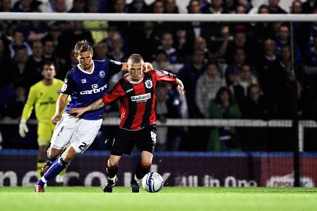 Rochdale 3 - 0 Huddersfield<br>Craig Dawson paying close attention to Joe Garner