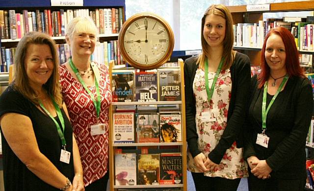 Library staff: Sue Saunders, Sue Flynn, Kayleigh Thompson and Tracey Kenna at Middleton Library, one of two libraries now opening at 9am