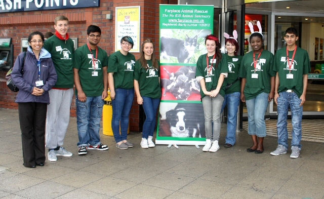 Unmairah Mukhtar (Travel and Tourism tutor), Danny Stapleton, Zeeshan Babar, Nuala Walsh, Sacha Vickers, Kristie Slater, Gail Thomas (volunteer fundraiser for Farplace Animal Rescue), Ananatu Oronsaye and Farhan Fiaz 