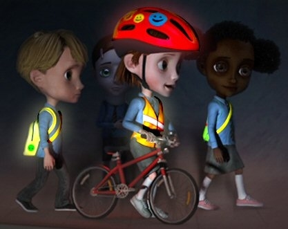 Be Bright, Be Seen - Children should be dressed in bright fluorescent clothing during the day, and reflective items at night, to help other road users to see them

