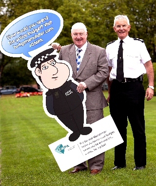 GMPA Chairman, Councillor Paul Murphy and Chief Constable Peter Fahy launch this year’s Budget Simulator tool