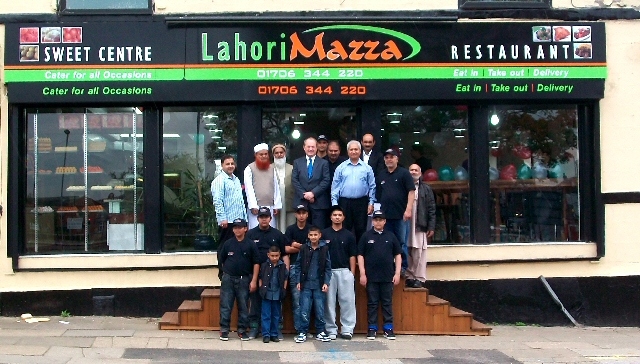 Simon Danczuk MP, Ghulam Rasul Shahzad OBE, Imran Khan Shahzad and Mohammad Khalid with staff and guests. 