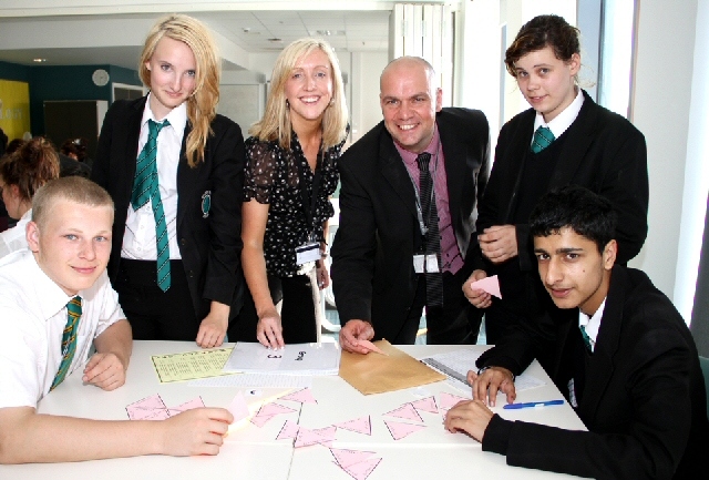 Jack Simpson, Eleanor Nunns, Claire Creasor (Curriulum Area Leader for Mathematics and Science) RSFC, John Collins (Deputy Headteacher) Oulder Hill, Ella Jaruszek, Bilal Anwar  