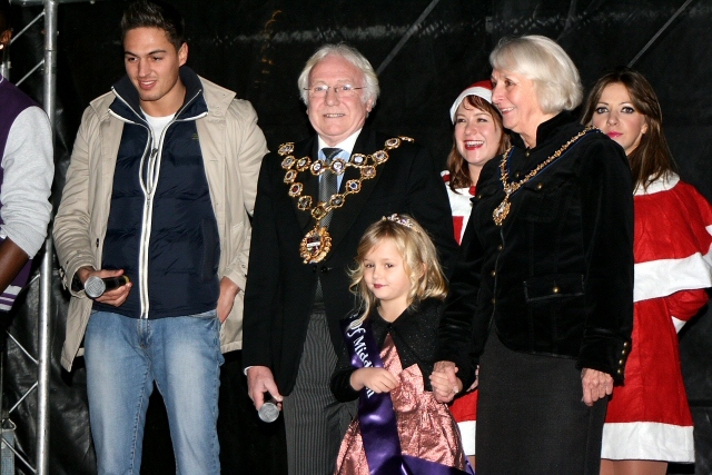 The Mayor and Mayoress of Rochdale join the acts on stage