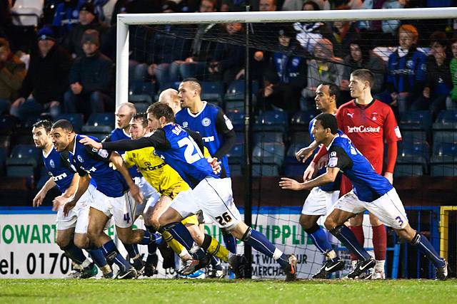 Rochdale 1 - 1 Leyton Orient<br \>Dale charge from the goal line to block an Orient free kick