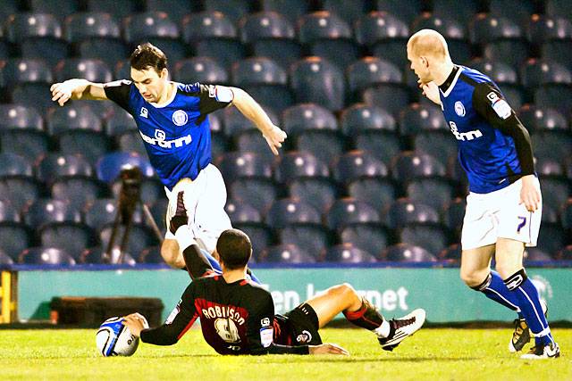 Rochdale 0 - 0 Bournemouth<br \>Alan Goddall goes past a prostrate Anton Robinson