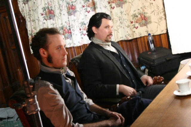 Two members of the cast at Rochdale Town Hall