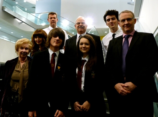 Siddal Moor's New and Outgoing Head Boy and Girl with School Govenors and Headteacher, Steve Britton