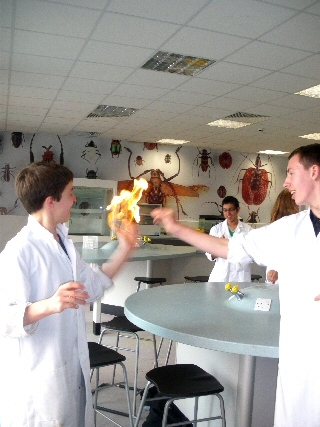 Students in the lab at Rochdale Sixth Form College