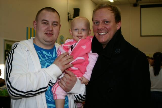 Lee Tanswell with 18-month-old daughter Ruby and Coronoation Street Star Antony Cotton