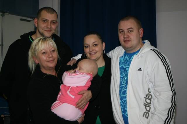 Stephen Wright, Adelle Wright, Lee Tanswell and Nadene Goodwin with baby Ruby