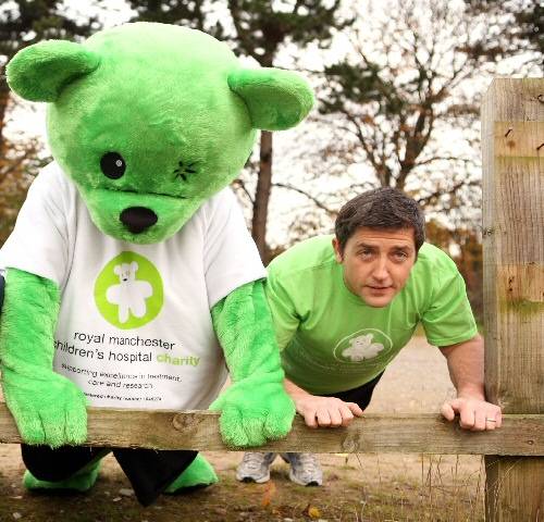 Waterloo Road star Jason Done and Humphrey the Bear joining forces for the Great Manchester Run.
