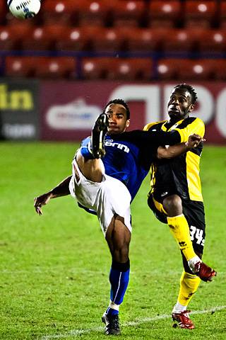 Rochdale 3 - 1 Bristol Rovers<br />Chris O'Grady outsmarts Jean Paul-Kalala with an overhead kick