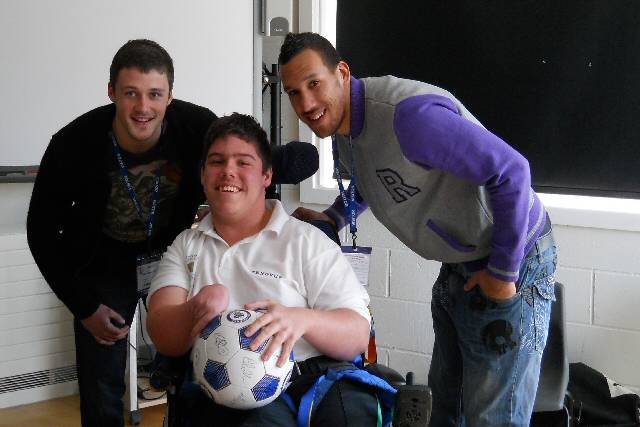 Matty Edwards and Liam Dickinson with a Redwood School pupil