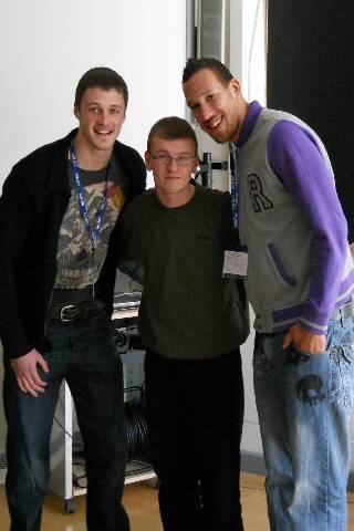 Matty Edwards and Liam Dickinson with a Redwood School pupil