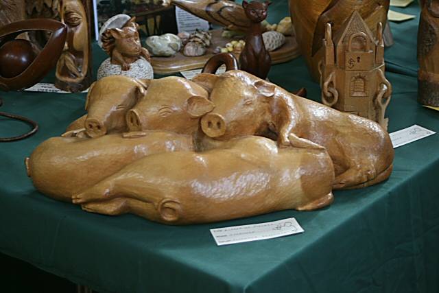 Work displayer at the Lancashire and Cheshire Woodcarvers exhibition