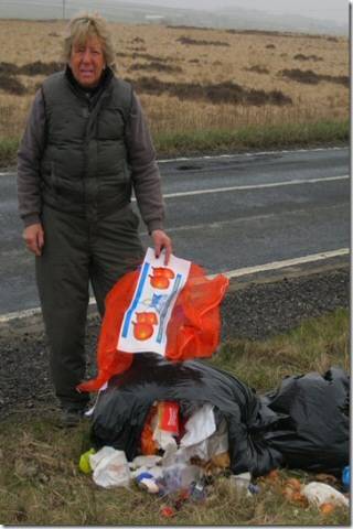 Councillor Metcalfe with some of the dumped rubbish