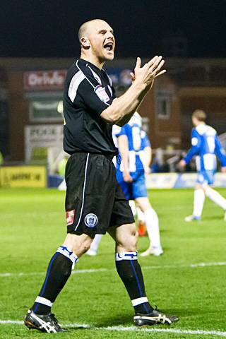 Hartlepool United 0 - 2 Rochdale<br />Gary Jones encourages the Dale fans