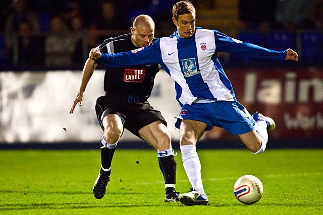 Hartlepool United 0 - 2 Rochdale<br />Gary Jones chases Gary Liddle