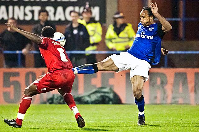 Rochdale 2 - 0 Charlton Athletic<br />Chris O'Grady beats Jose Vitor Semedo to the ball