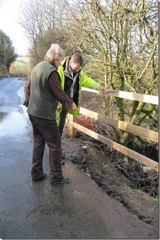 Councillor Ann Metcalfe inspecting the site with a Highways Officer