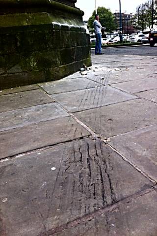 Tyre tracks outside the Town Hall