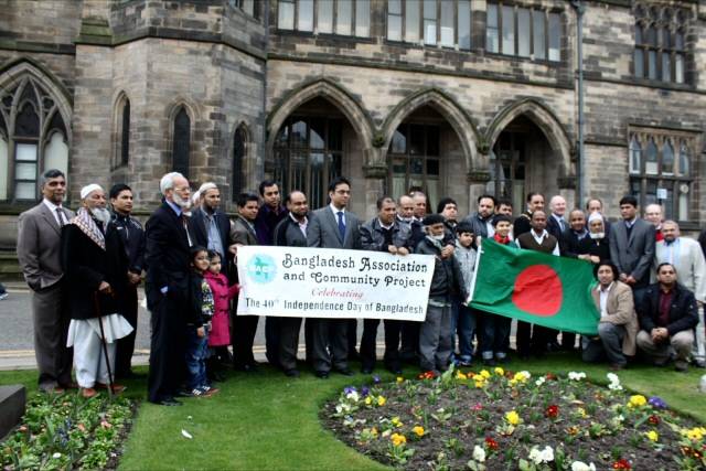 Bangladeshis attended the Bangladesh Flag raising outside Rochdale Town Hall.   