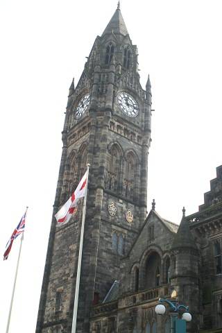 The St George’s cross flying outside Rochdale Town Hall