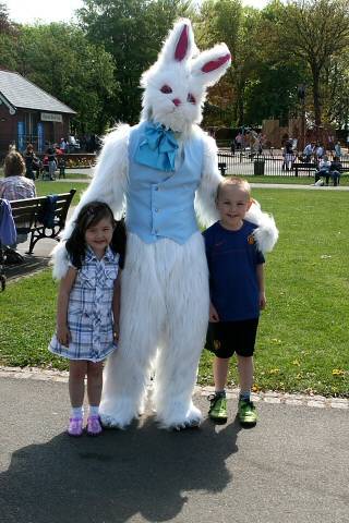 The Easter bunny was popular with the children