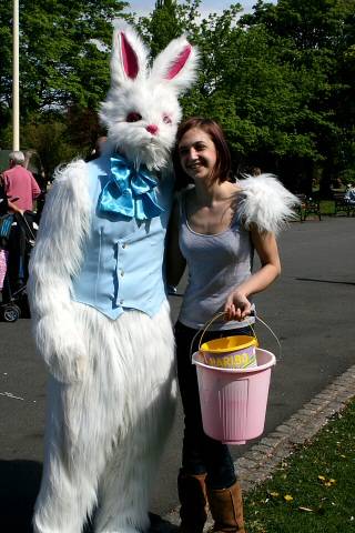 Fundraiser Emily Chapman with the Easter bunny