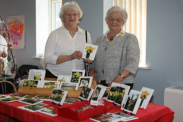 Brenda Jones with Beryl on the daffodil post card stall