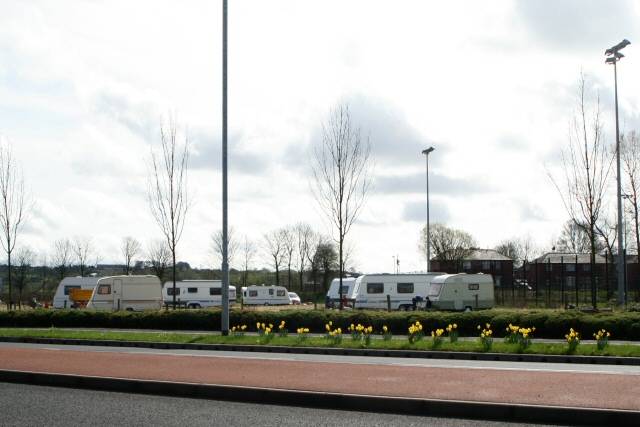 The caravans on Sir Isaac Newton Way