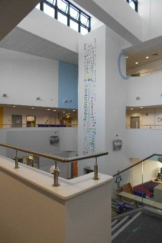 The atrium in the new teaching block
