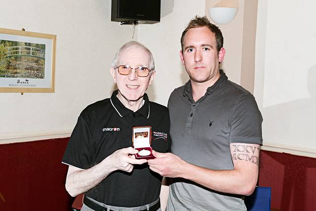 RO Alliance Football League Presentation<br \>Premier Division Runners Up Wardle FC, captain Chris Watson presented by John Culshaw