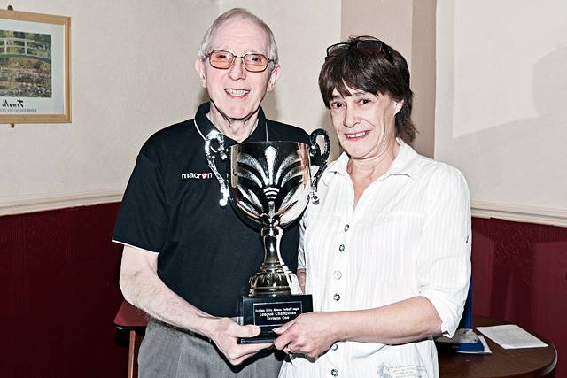 RO Alliance Football League Presentation<br \>Division 1 Winners Jacks House, club secretary Susan Landale presented by John Culshaw