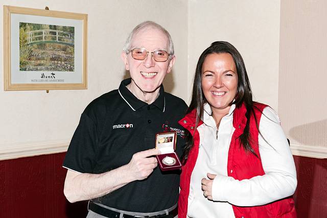 RO Alliance Football League Presentation<br \>Division 1 Runners Up, club secretary Samantha Hindley presented by John Culshaw