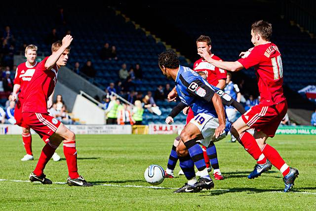 Rochdale 2 - 2 Peterborough United<br />Chris O'Grady causes panic in the Peterborough defence