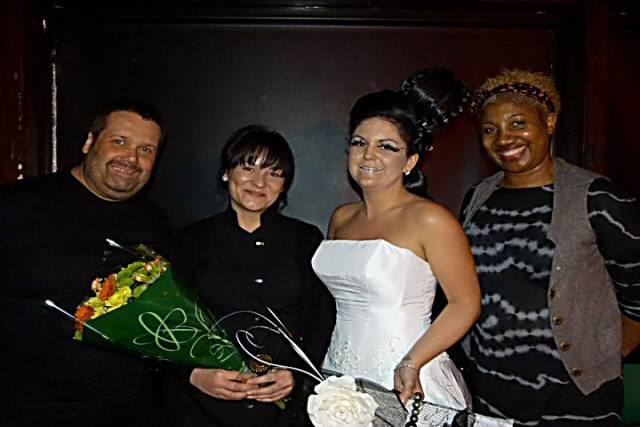 Winner Hayley Poles, Fantasy Bride with guest Judges Nicky and Sylvia Oliver