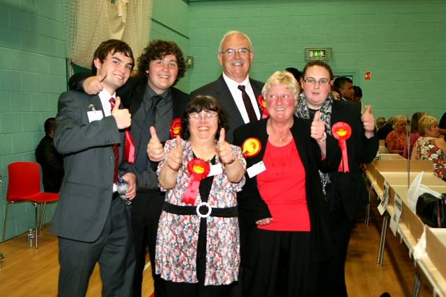 Hopwood Hall Councillor Susan Emmott celebrating with her supporters