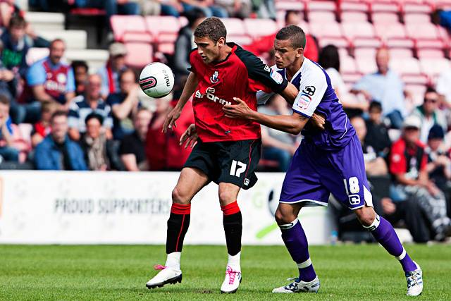 Bournemouth v Rochdale<br />Josh Thompson marking tight