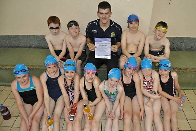 Matthew Di Rosa with members of the Rochdale Swimming Club