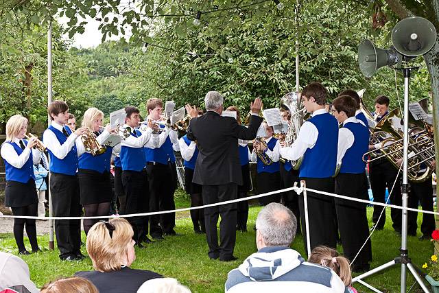 Rochdale Youth Band playing in Dobcross<br \>Saddleworth Whit Friday Brass Band Contest