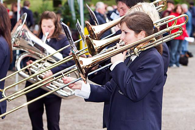 Littleborough Band playing in Friezland<br \>Saddleworth Whit Friday Brass Band Contest