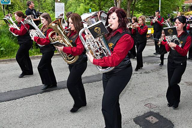 Wardle Anderson Band playing in Diggle<br \>Saddleworth Whit Friday Brass Band Contest