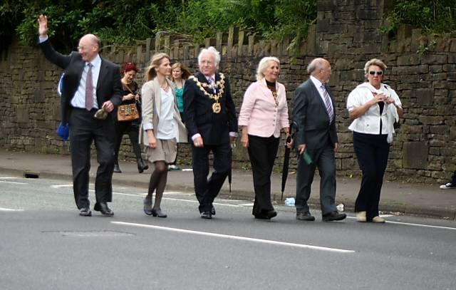 Councillor James Gartside, Councillor Wera Hobhouse, the Mayor and Mayoress of Rochdale, Jim Dobbin MP and Councillo Ann Metcalfe