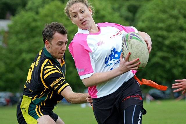 Rob Kershaw (Cobras) makes a last ditch tag in the Super Cup final against Notting Hill
